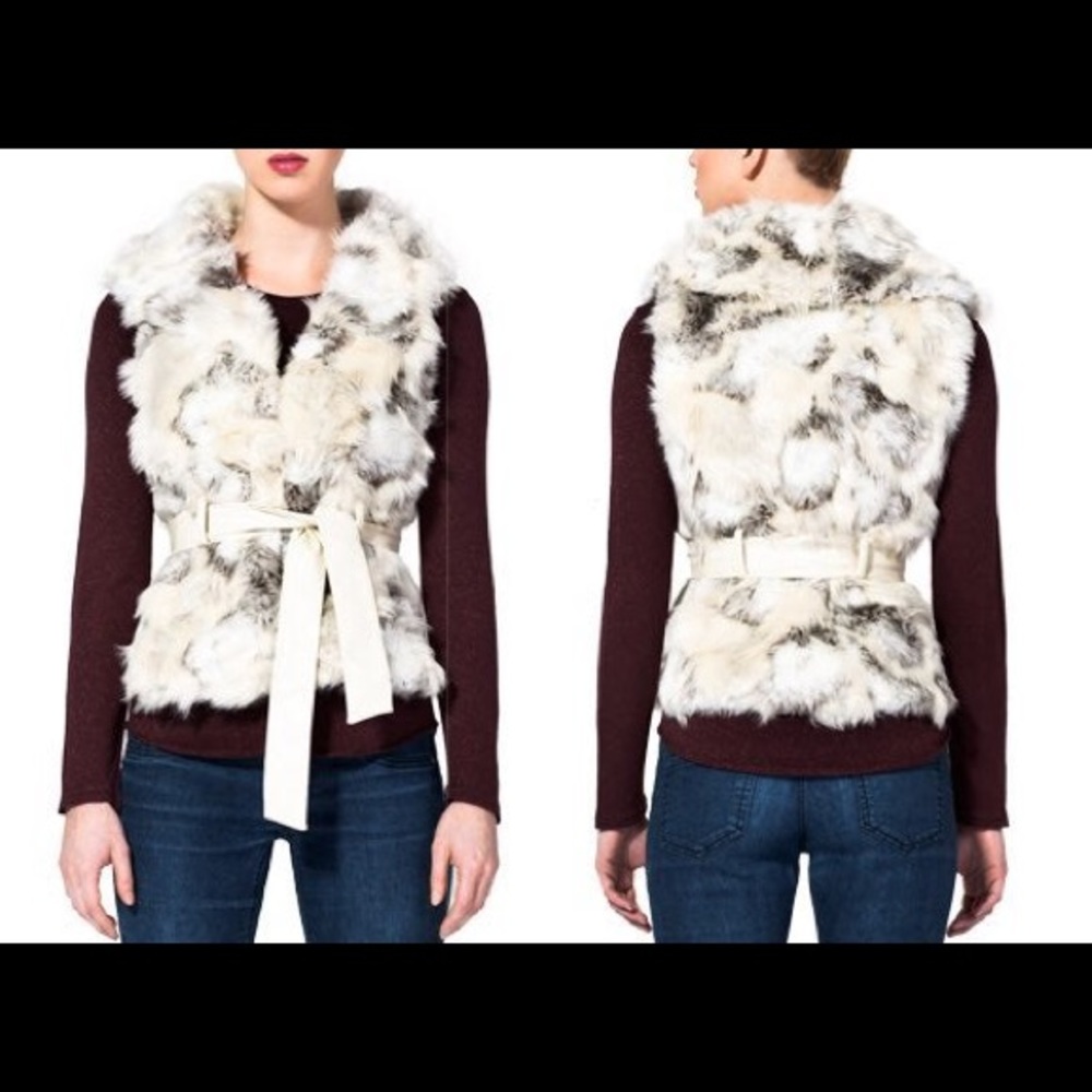 Blanc Noir Faux fur vest with satin lining NWT